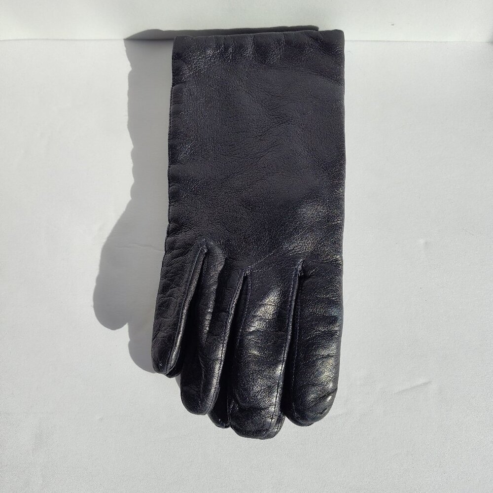 Ladies SZ 7 Black Leather Gloves